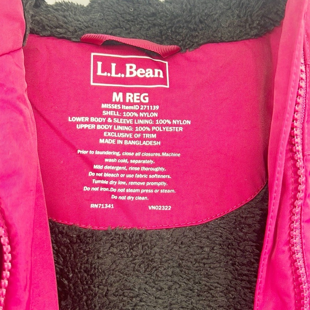 L.L. Bean Winter Warmer Coat Medium Raspberry Pink Nylon Fleece Lined Mid-thigh - Picture 14 of 16
